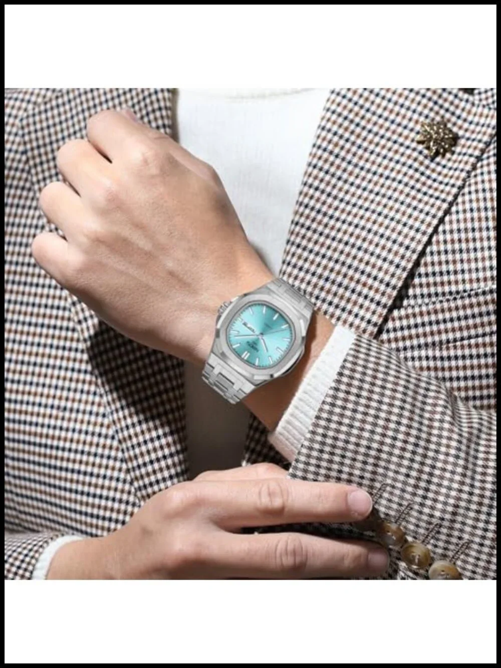 Men's Analog Quartz Watch Big Face Stainless Steel Day Date Business